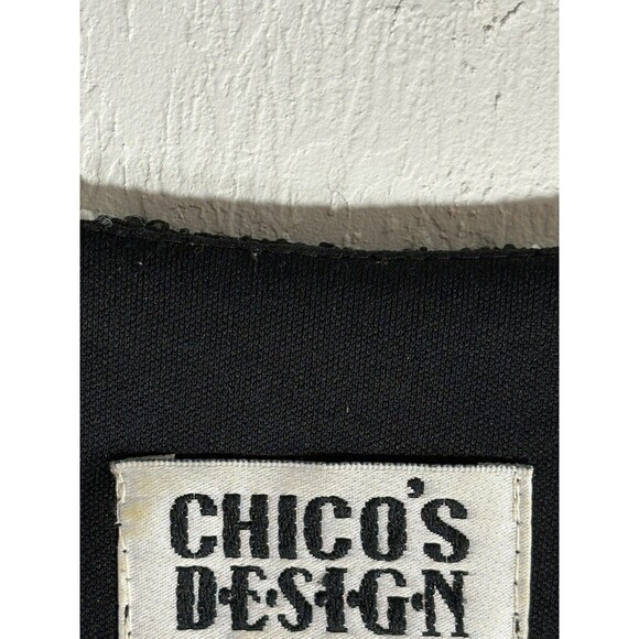 Chicos Design Black & White Abstract Print Lace Lined Woman Blouse X-Large Sz 3 - Picture 2 of 7